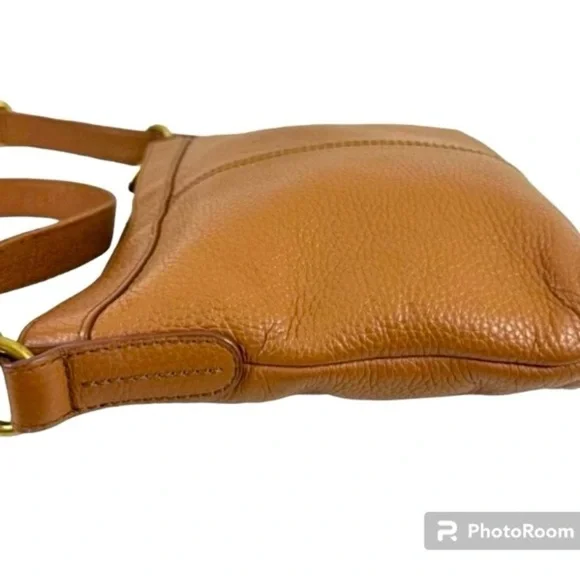 Fossil Cognac Brown Pebbled Leather Crossbody Bag - Picture 5 of 13
